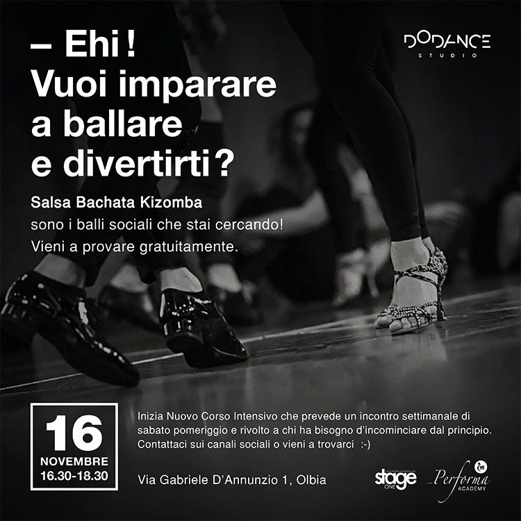 Corso del Sabato Salsa Bachata Kizomba 2019 Olbia